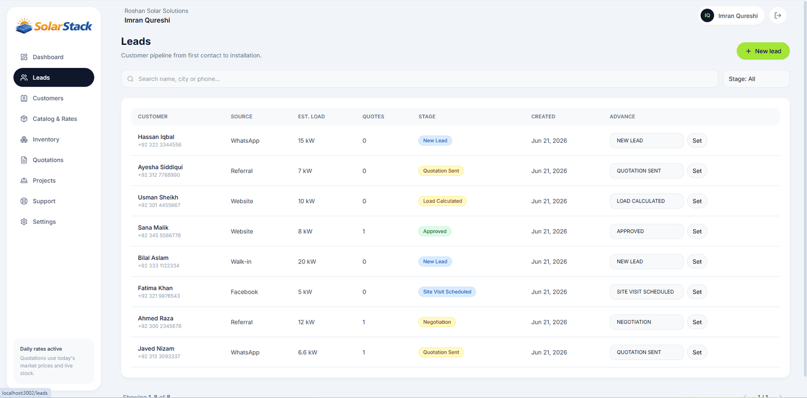 SolarStack — A CRM that follows the solar sale