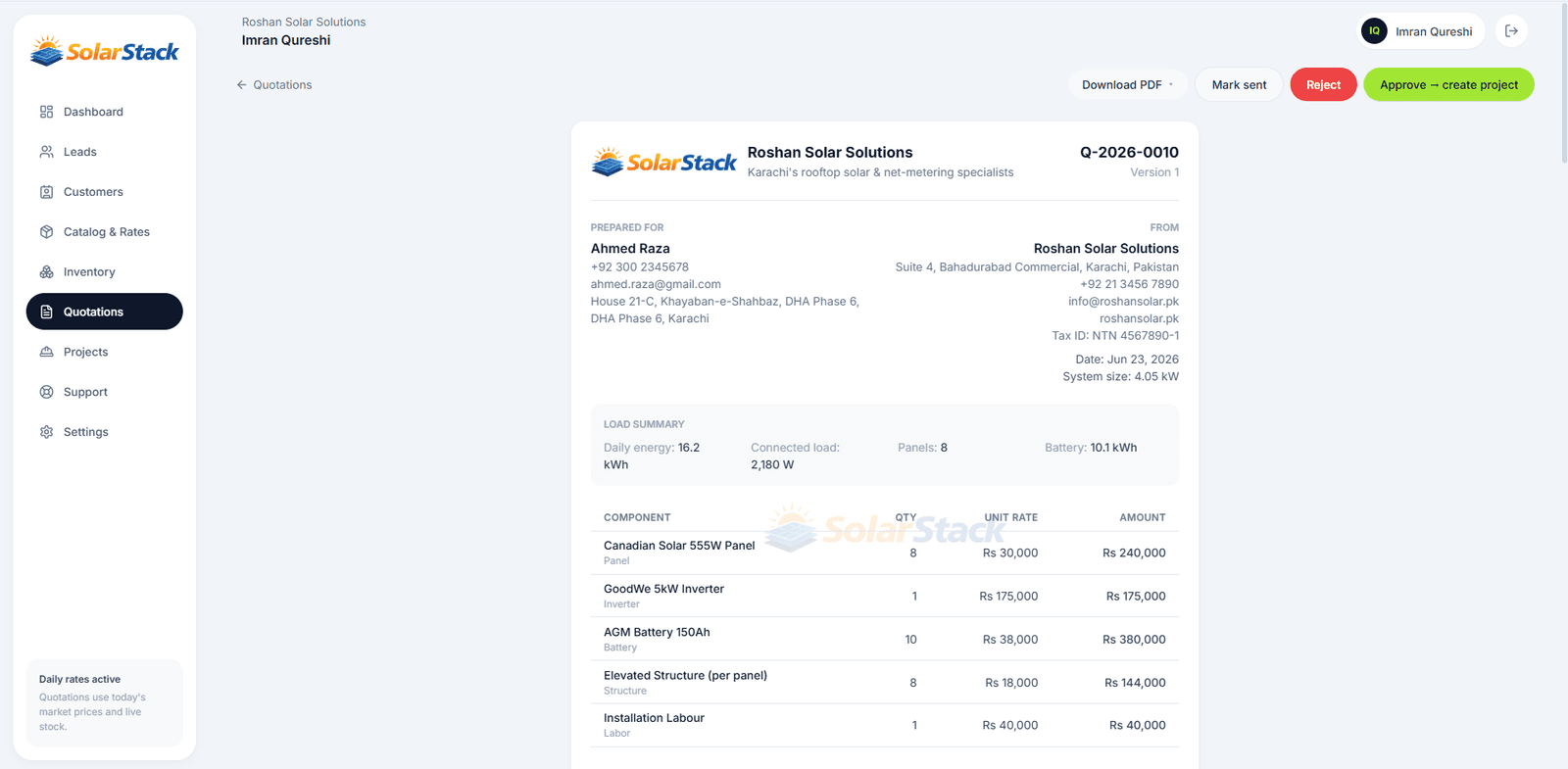 SolarStack — Branded solar quotations in minutes